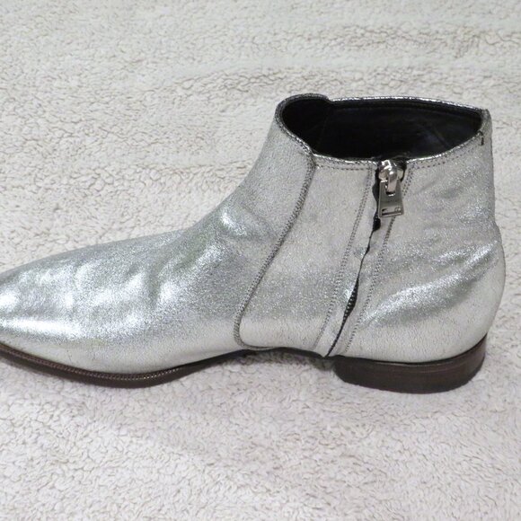 Tom Ford Edgar Silver Metallic Leather Side Zip Ankle Boots 9 T main image 12